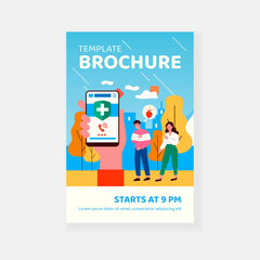 Someone calling emergency for guy with heart attack. Smartphone, hand, health flat vector illustration. Medicine and cardiology concept for banner, website design or landing web page