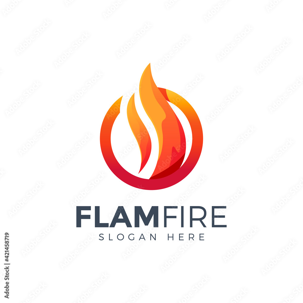 Wall mural creative flame fire logo design vector illustration