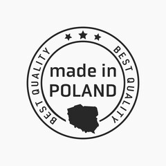 Etykieta znak oznaczenie made in Poland, wyprodukowane w Polsce na opakowania. Wektor projekt. Best quality. - obrazy, fototapety, plakaty