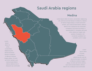 Vector map Saudi Arabia divided regions, Medina