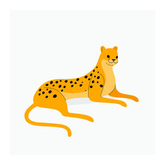 Cute cheetah - cartoon animal character. Vector illustration in flat style isolated on gray background.