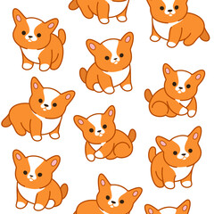 Cartoon happy corgi dog - simple trendy pattern with dogs. Flat vector illustration for prints, clothing, packaging and postcards.