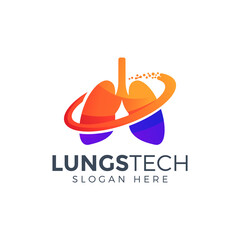 creative lungs tech logo design vector illustration