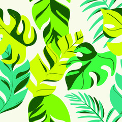 Illustation of palm leaves. Trendy pattern. Vector contour illustration.