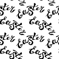 Seamless pattern of black Easter lettering. Vector holiday decorations, backgrounds and textures. For fabric, textile, wrapping paper, packaging