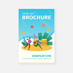 Businessmen racing with one another for money. Success, coin, finance flat vector illustration. Competition and wealth concept for banner, website design or landing web page