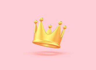 Golden crown on pastel pink background