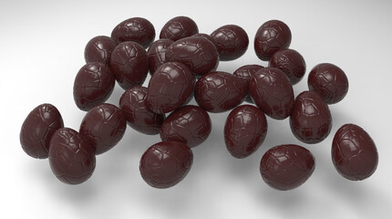 chocolate easter egg made in 3d on white background