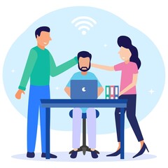 Illustration vector graphic cartoon character of online support