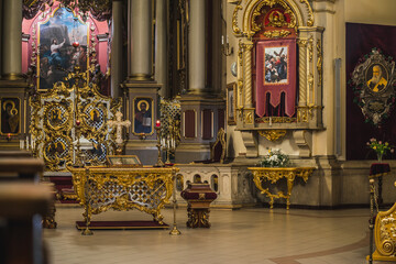 LVIV, UKRAINE - FEBRUARY 20, 2021: interior of St. George's Cathedral, one of the most important churches in Ukraine. 
