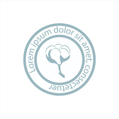 Natural organic cotton, pure cotton vector label isolated on white background.