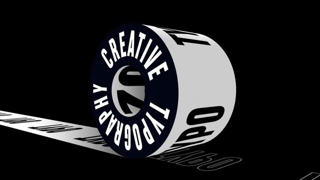 Roll with creative typography is rolling on the black background. Creative typography. Kinetic Typography Animation on black background