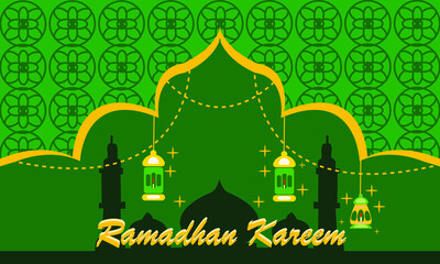 Ramadan Islamic background with green ornaments and distinctive colors