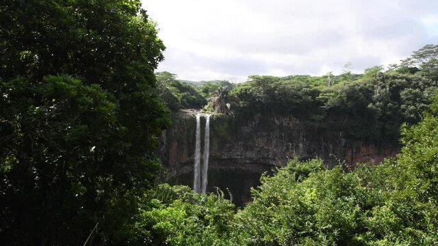 Slow motion of beautiful Chamarel falls, Mauritius