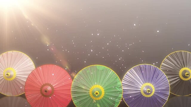 Japanese Chinese umbrella parasol loop animation