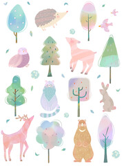 かわいい北欧風草花と動物の白バックイラスト素材 Advertisement Poster Advertiseme Melchi