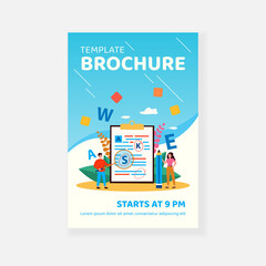 Tiny people proofreading text flat vector illustration. Cartoon students checking grammar errors in work for college. Education and punctuation concept