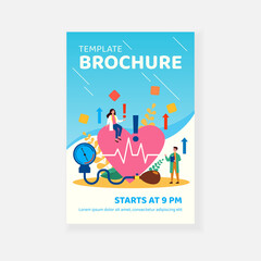 Tiny doctors examining heart health flat vector illustration. Cartoon medical specialists doing checkup of blood pressure, pulse rate and cholesterol. Cardiovascular disease and cardiology concept