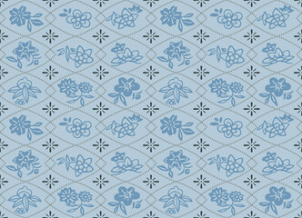 Japanese Cute Flower Diamond Vector Seamless Pattern