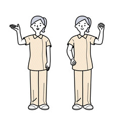 ポーズをとる看護師のイラスト