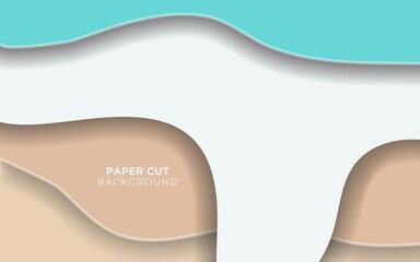 Abstract blue sea and beach, summer background with paper waves