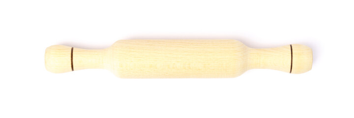 Top view of rolling pin isolated on white background.
