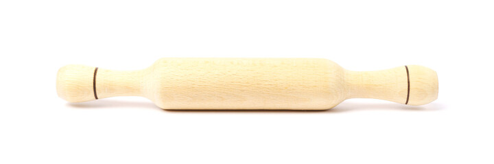 Baking rolling pin on white. Wooden rolling pin isolate