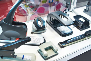 Stationery staplers on shop