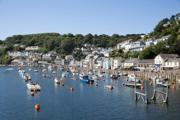 Fototapeta na wymiar Looe Cornwall uk boats on the river in Cornish fishing town