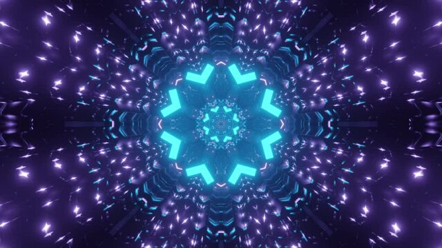 A bright trippy motion through a vibrant colored tunnel in