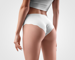 Mockup of white underwear on the body of a sexy girl