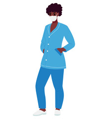 Medical woman character. African american nurse on an isolated white background. Flat vector illustration