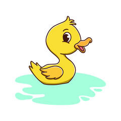 Duck Animal Kids Drawing Cartoon. Waterbird Mascot Vector Illustration. Zoo and Jungle Icon Cute Character