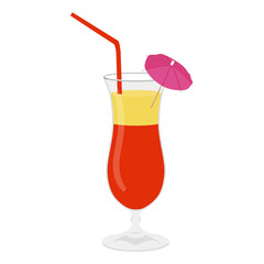 Classic alcohol cocktail drink isolated on white. Vector illustration.