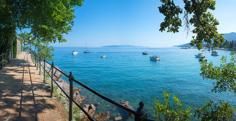 seaside walkway from Icici to Opatija, Kvarver Bucht, croatian landscape