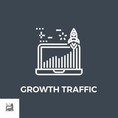 Growth Traffic Related Vector Thin Line Icon. Isolated on Black Background. Vector Illustration.