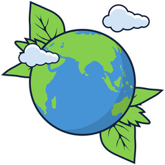 Planet Earth. Eco planet earth icon. Earth Day. Vector, cartoon illustration. Vector.