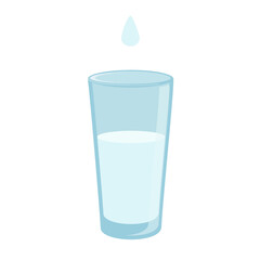 Water glass with dop icon in flat style. Soda glass vector illustration on white isolated background.