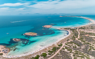 Stunning aerial of Formentera the Maldives of Europe - obrazy, fototapety, plakaty