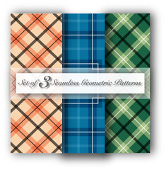 Set of 3 Seamless Geometric Patterns