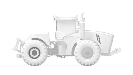 3D rendering of a tractor with double wheels vehicle isolated on white background.