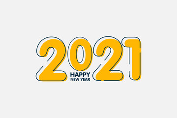 Happy new year 2021 logo text  with trendy design.Colored brochure design template, card, banner design vector