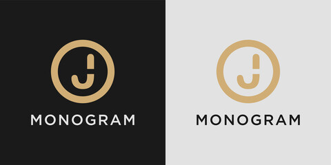 Monogram logo design letter j with creative circle concept