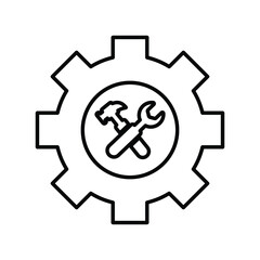 Gear, system settings, business tools line icon. Outline vector design.