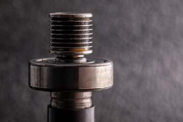 Belt pulley on the rotor of the electric motor. Copper motor windings.