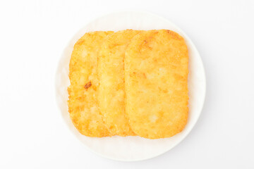 Hash brown on white background