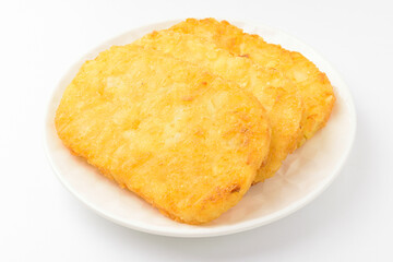Hash brown on white background