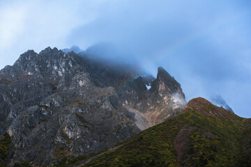 Cloudy mountains in the early morning