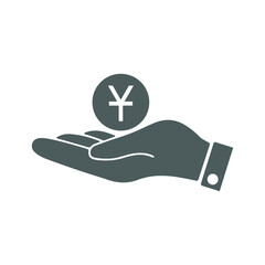 Hand, china, Yuan, currency icon. Gray color vector.