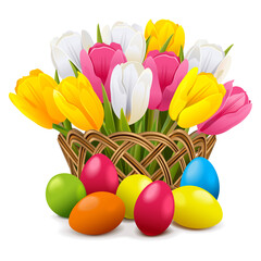 Vector Easter Concept with Wicker Vase
